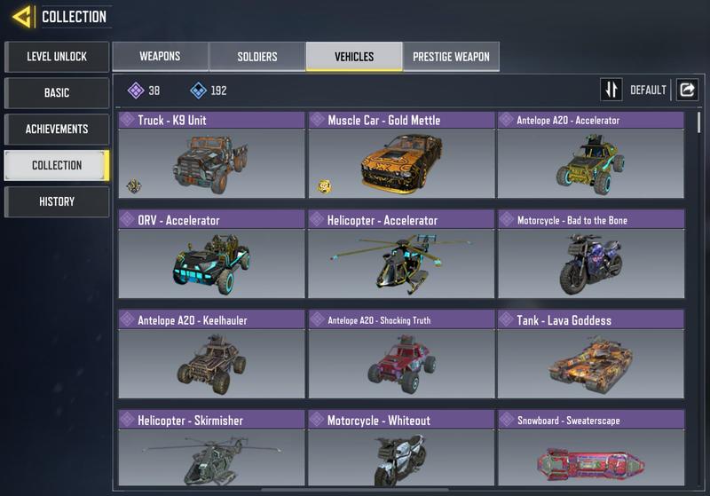Level 357 COD Mobile account for sale vehicles