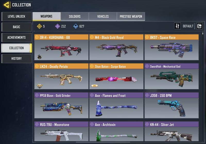 Level 357 COD Mobile account for sale Weapons collection